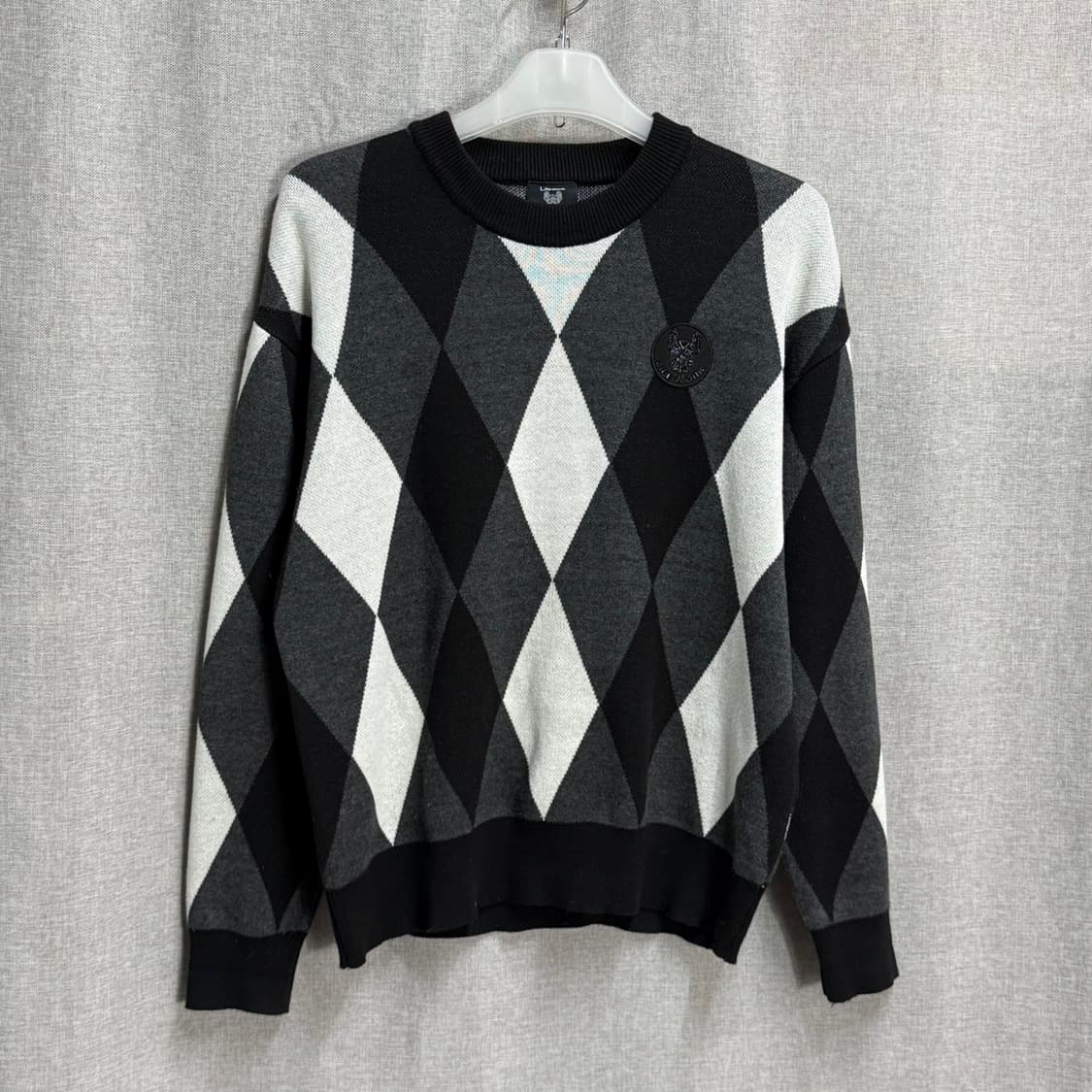 [M/오버핏] 라이프워크 아가일 체크 라운드 긴팔니트 상품이미지1