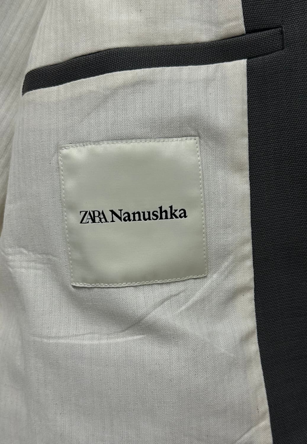 ZARA X Nanushka 더블 버튼 자켓 (그레이 48, 새상품) 상품이미지5