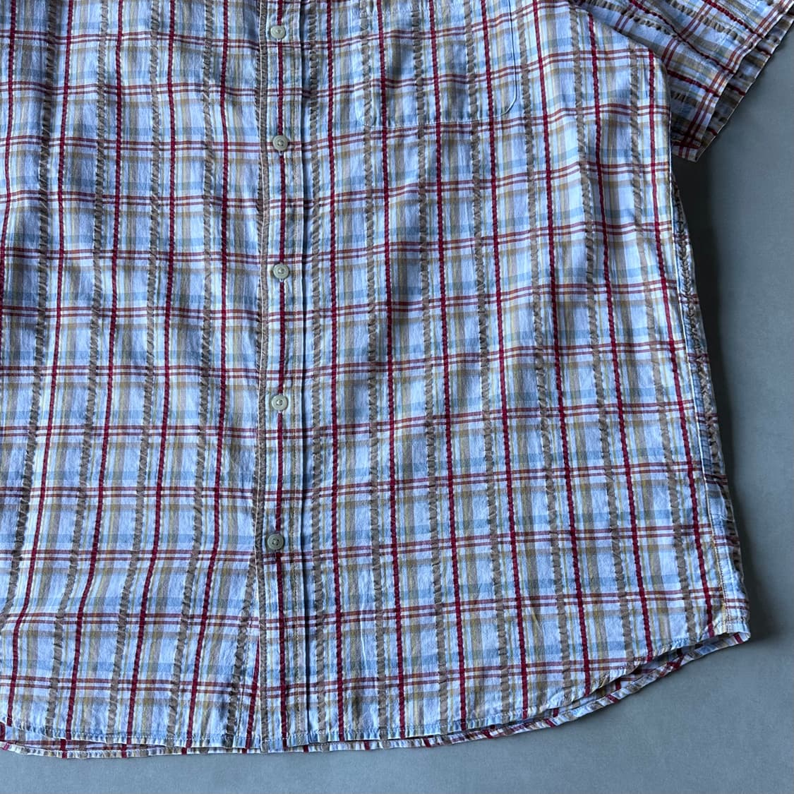 [2XL]JPN 플레이드 시어서커 반팔 셔츠 상품이미지3