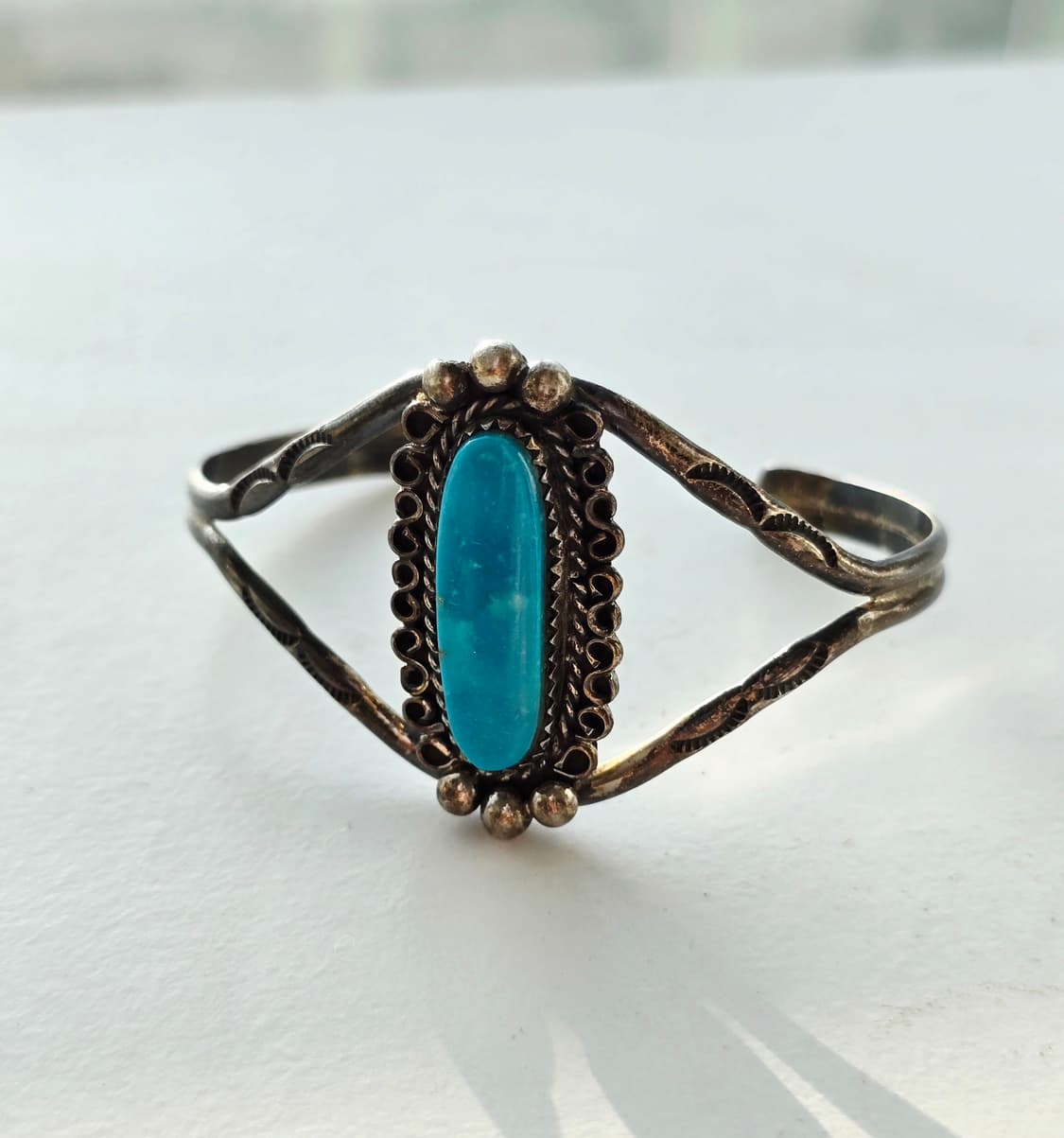 네이티브 아메리칸 오리지널 나바호 터키석 실버 뱅글 상품이미지7