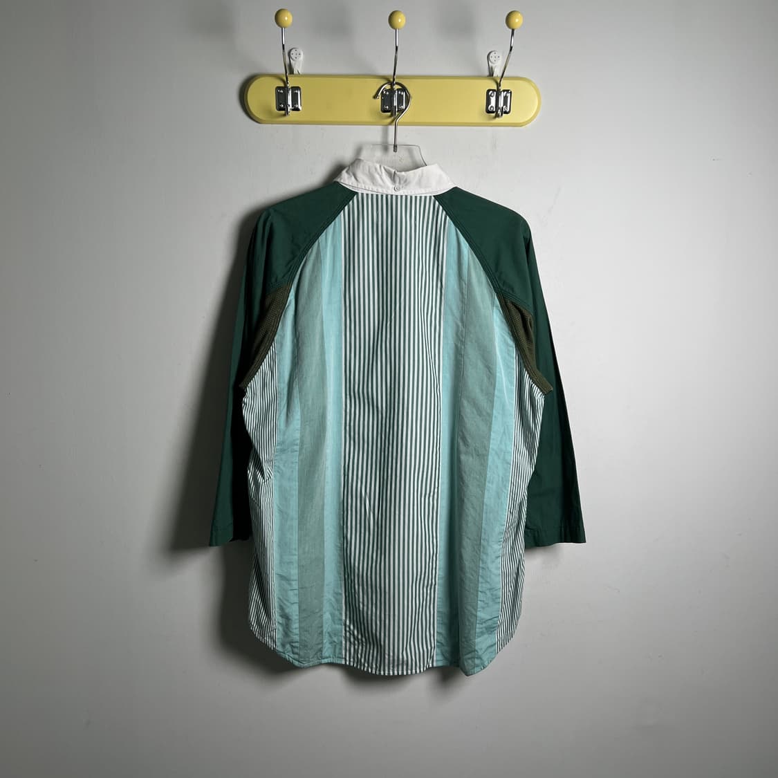 16ss 꼼데가르송 간류 그린 배색 스트라이프 패치워크 셔츠 M 상품이미지3