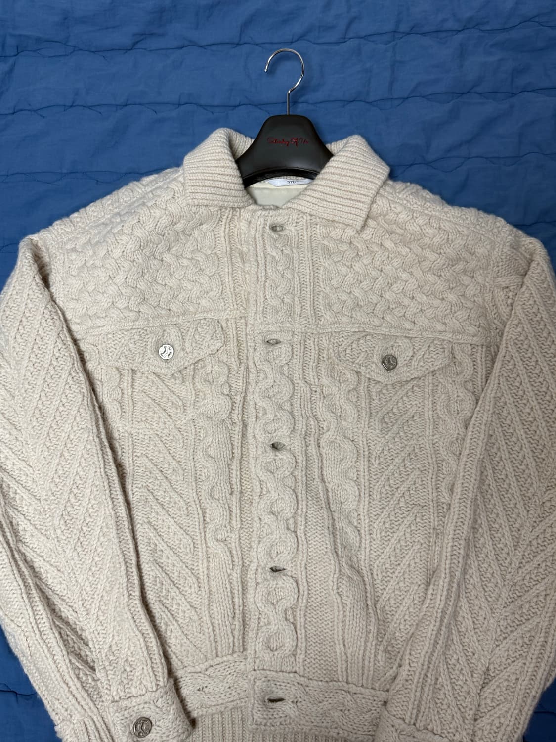 (새상품) STU 니트 트러커 자켓 아이보리L 팝니다 상품이미지3