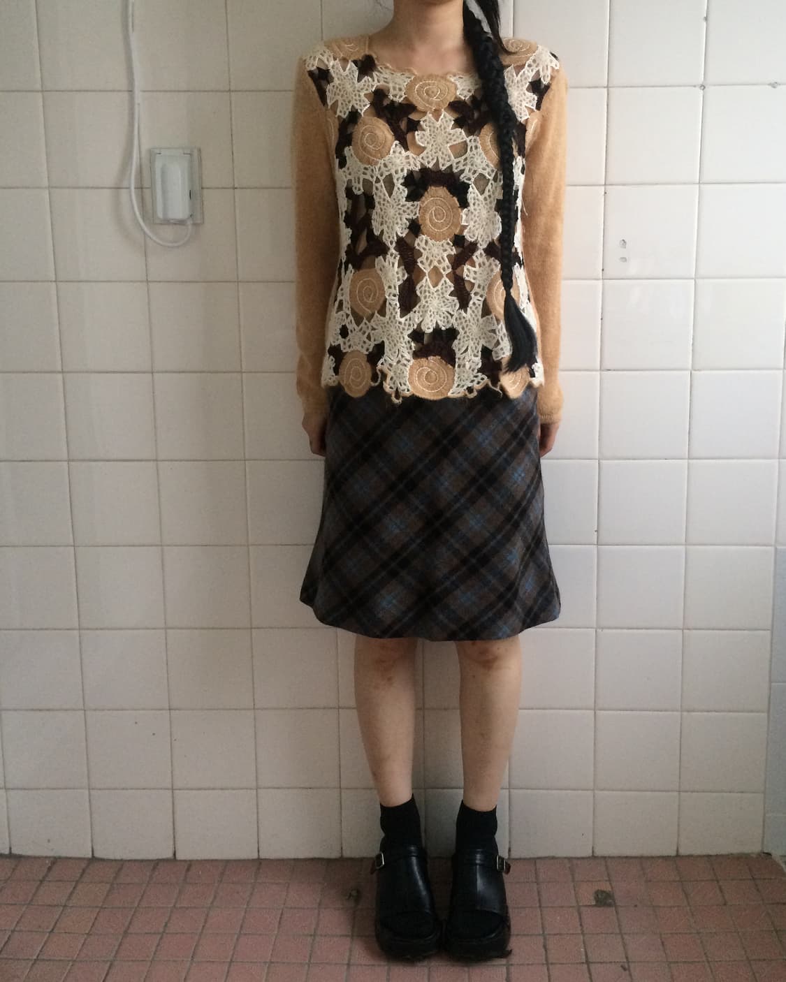Crochet layered woolen knit 상품이미지1