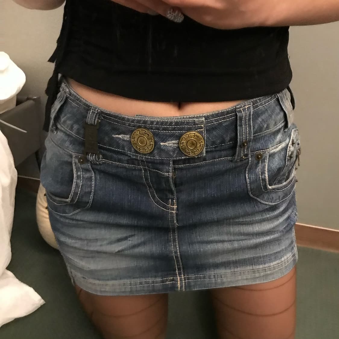 Vintage 고스펑크 갸루 로우 워싱 데님 초미니스커트 상품이미지1