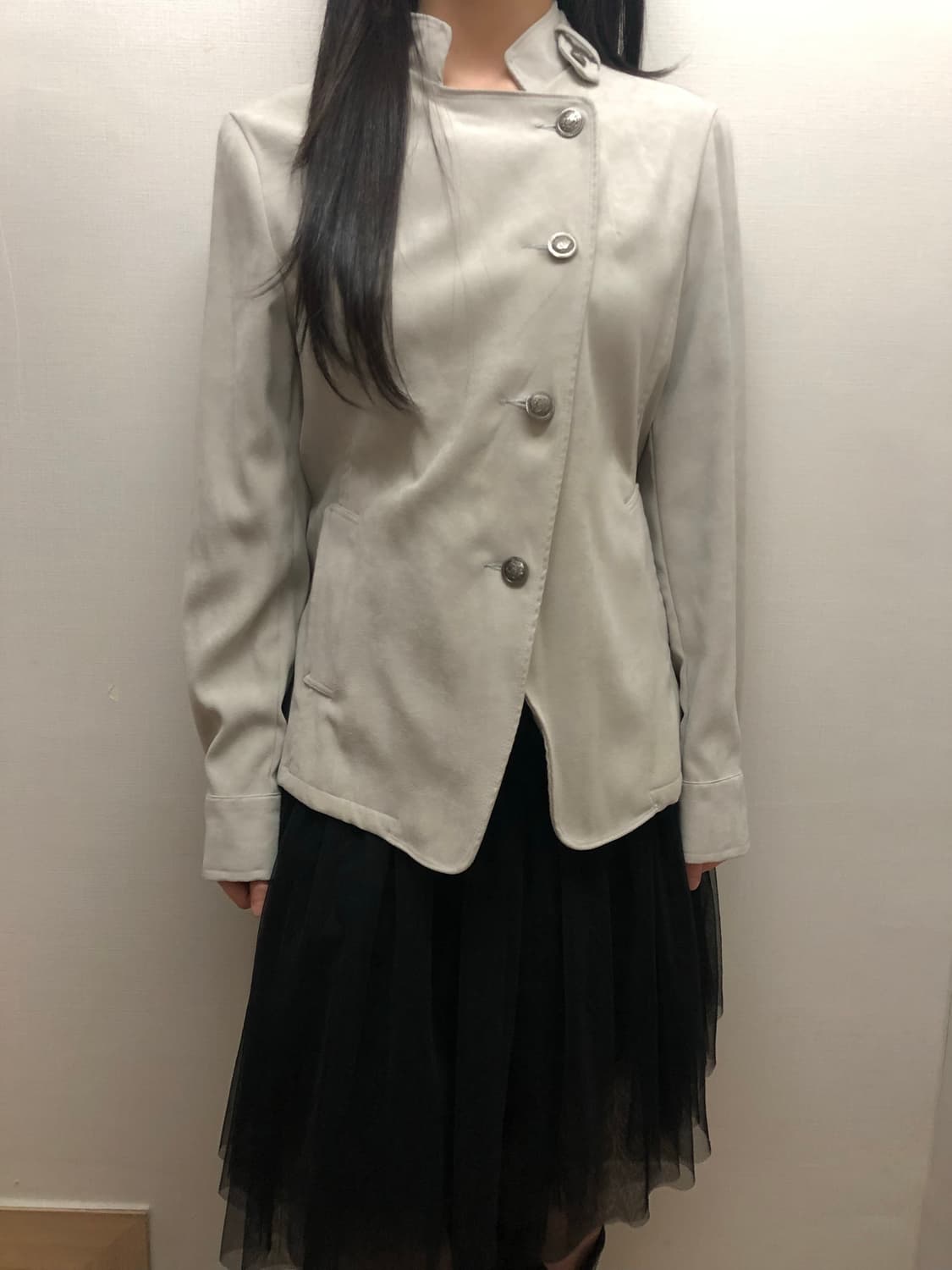 빈티지 라이트그레이 스웨이드 버튼 자켓 상품이미지3