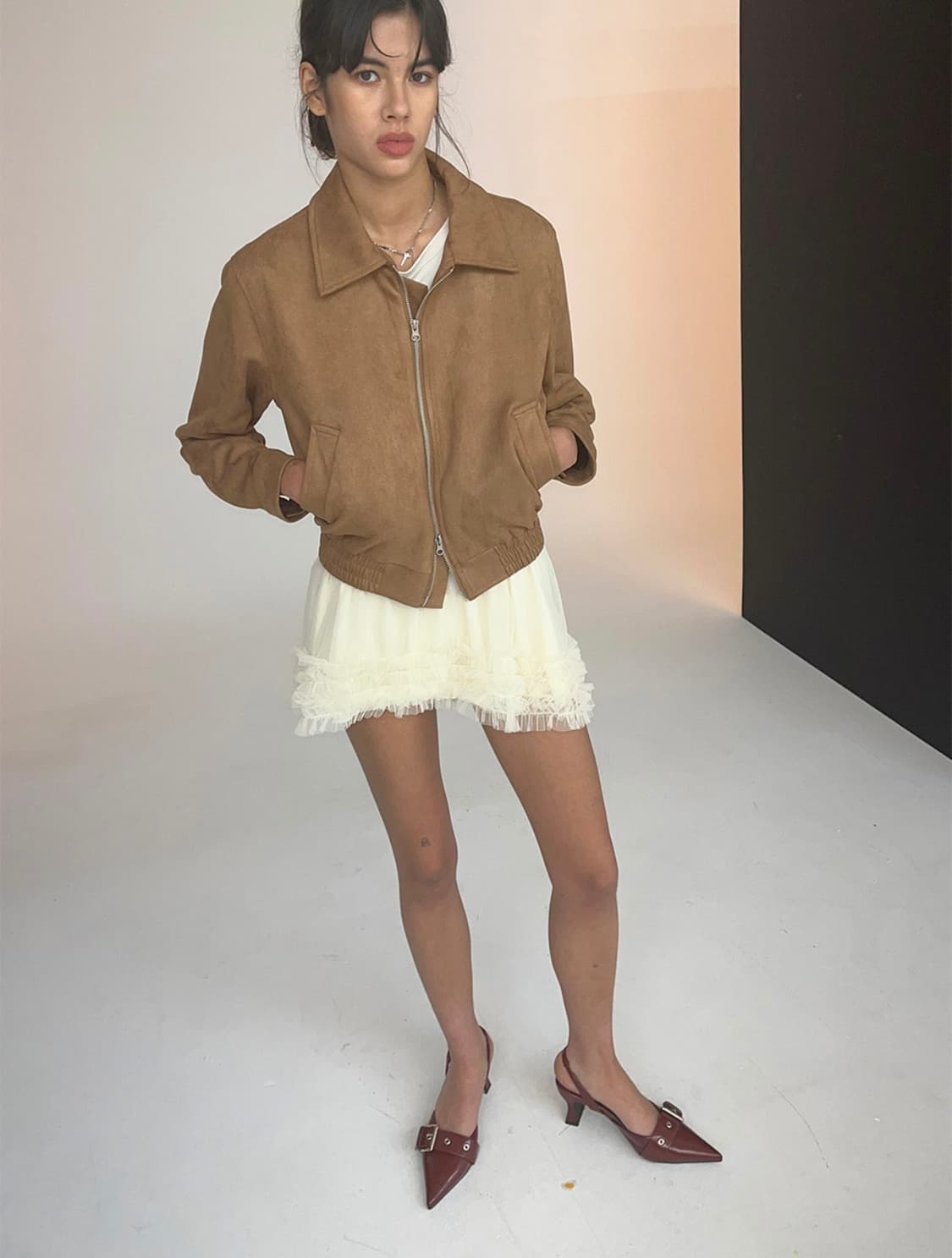 투웨이 블루종 스웨이드 밴딩 점퍼 자켓 [브라운] 상품이미지1