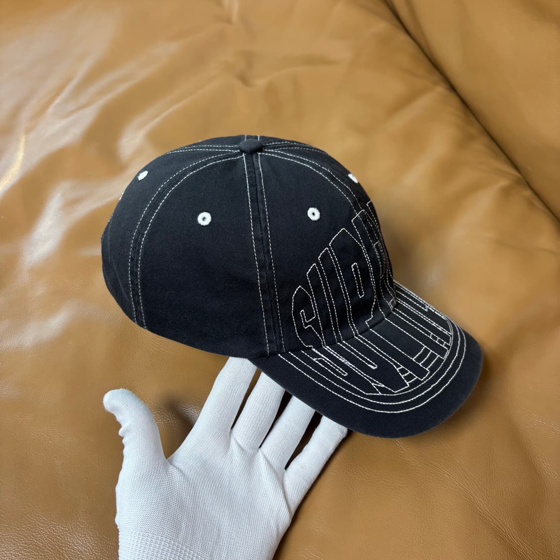 슈프림 6패널 볼캡 모자 23ss 바이저 스티치 블랙 상품이미지4