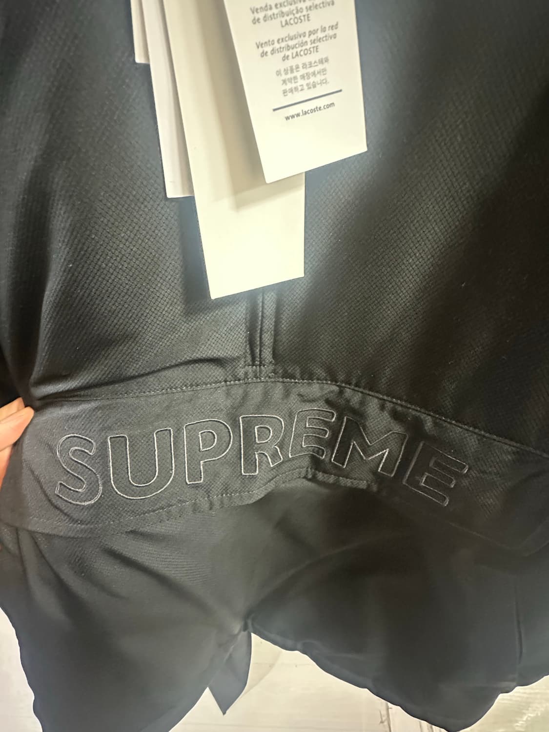 [L] 슈프림 x 라코스테 퍼피 하프집 풀오버 블랙 상품이미지8
