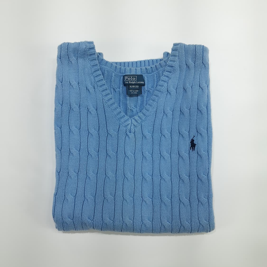 CN533 L-XL 폴로 랄프로렌 스카이블루 케이블 니트 조끼 베스트 상품이미지7