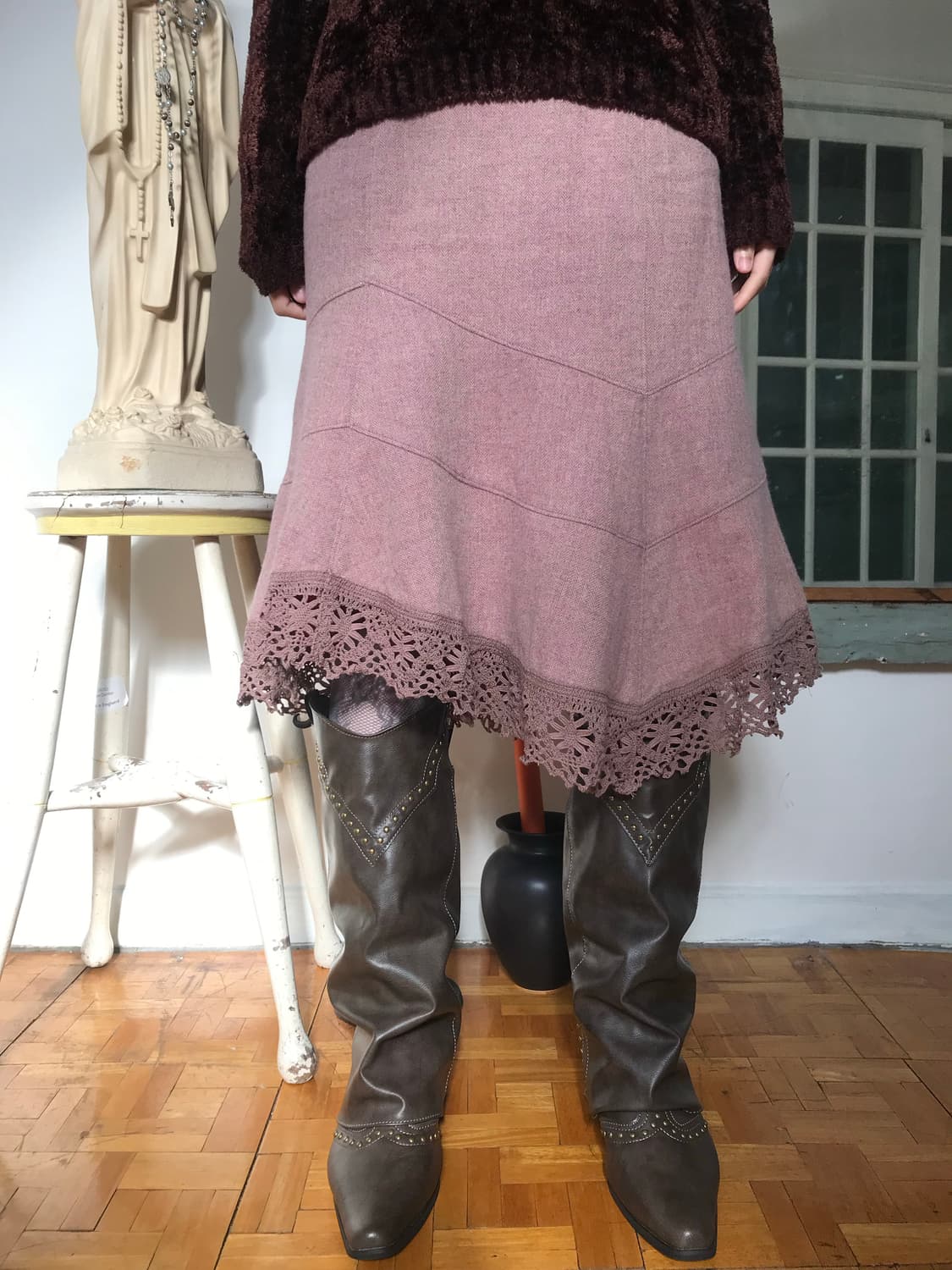 vintage lace pink skirt  상품이미지1