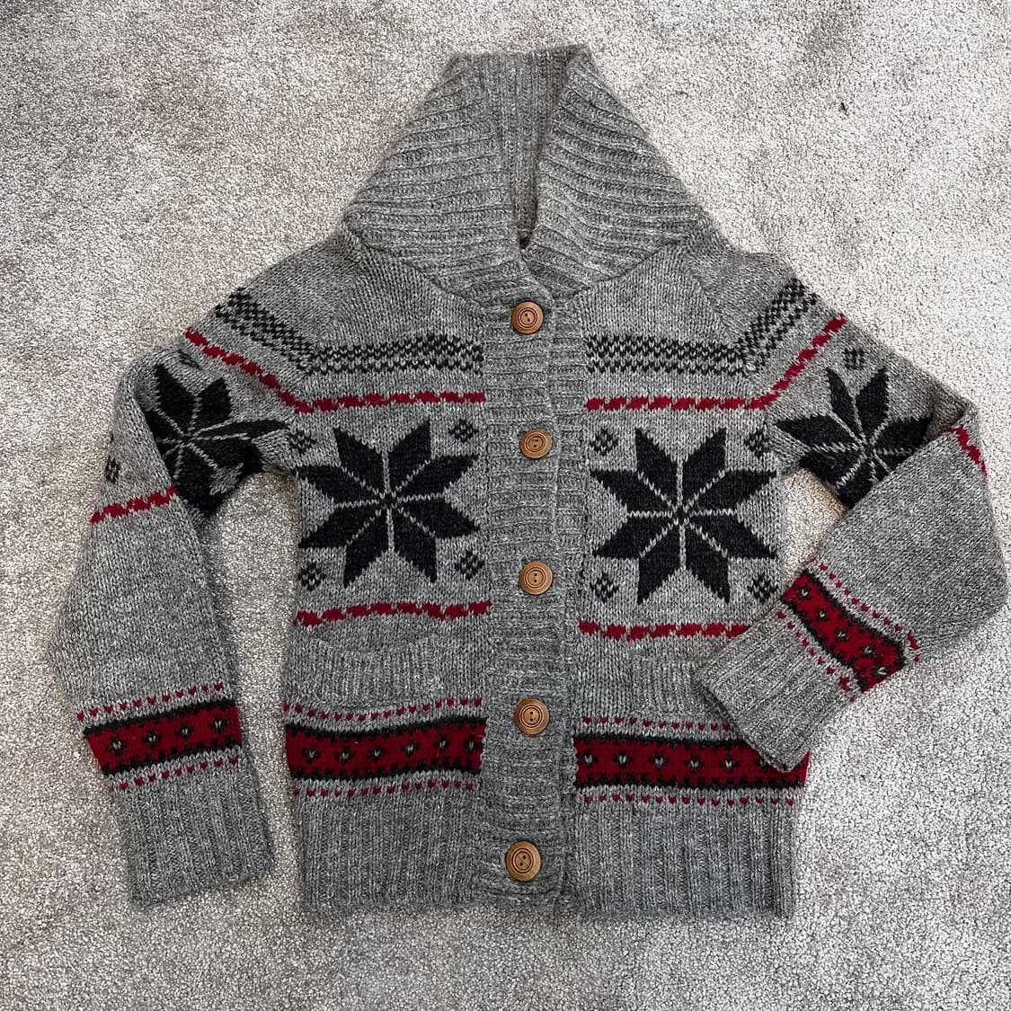 니코앤드 노르딕패턴 회색 숄카라 울 가디건S 상품이미지3