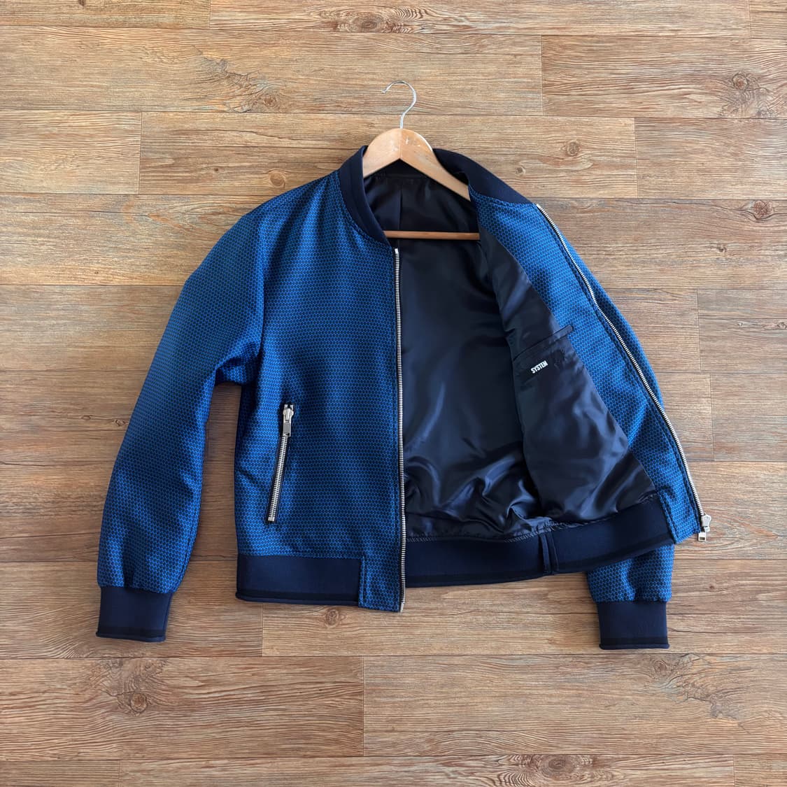 시스템 옴므 XS 슬림핏 95 블루종 집업 점퍼 실크 미니멀 상품이미지1