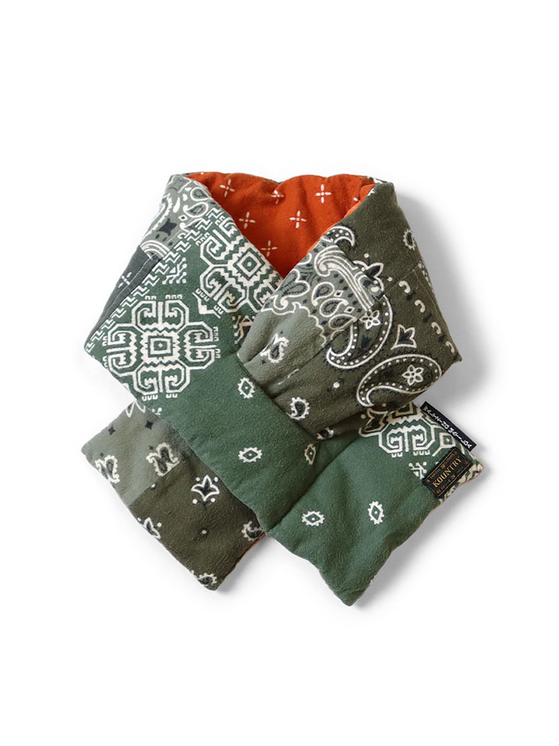 캐피탈 플란넬 반다나 패턴 리버시블 케사 머플러 카키 오렌지 상품이미지1