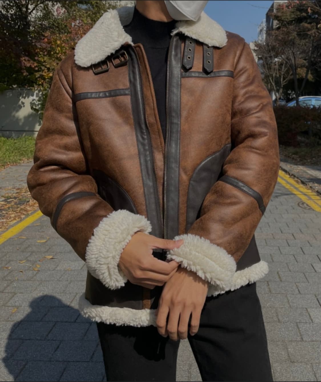 타미 힐피거 페이크 레더 무스탕 브라운 상품이미지8