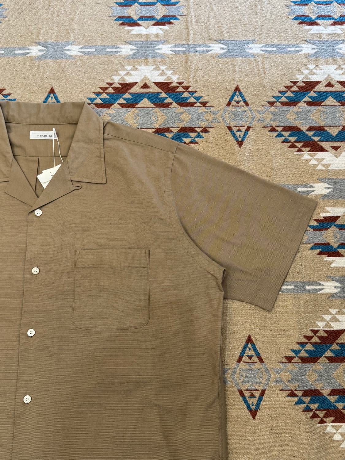 [XL][110] 나나미카 오픈카라 파나마 숏슬리브 셔츠 베이지 상품이미지3