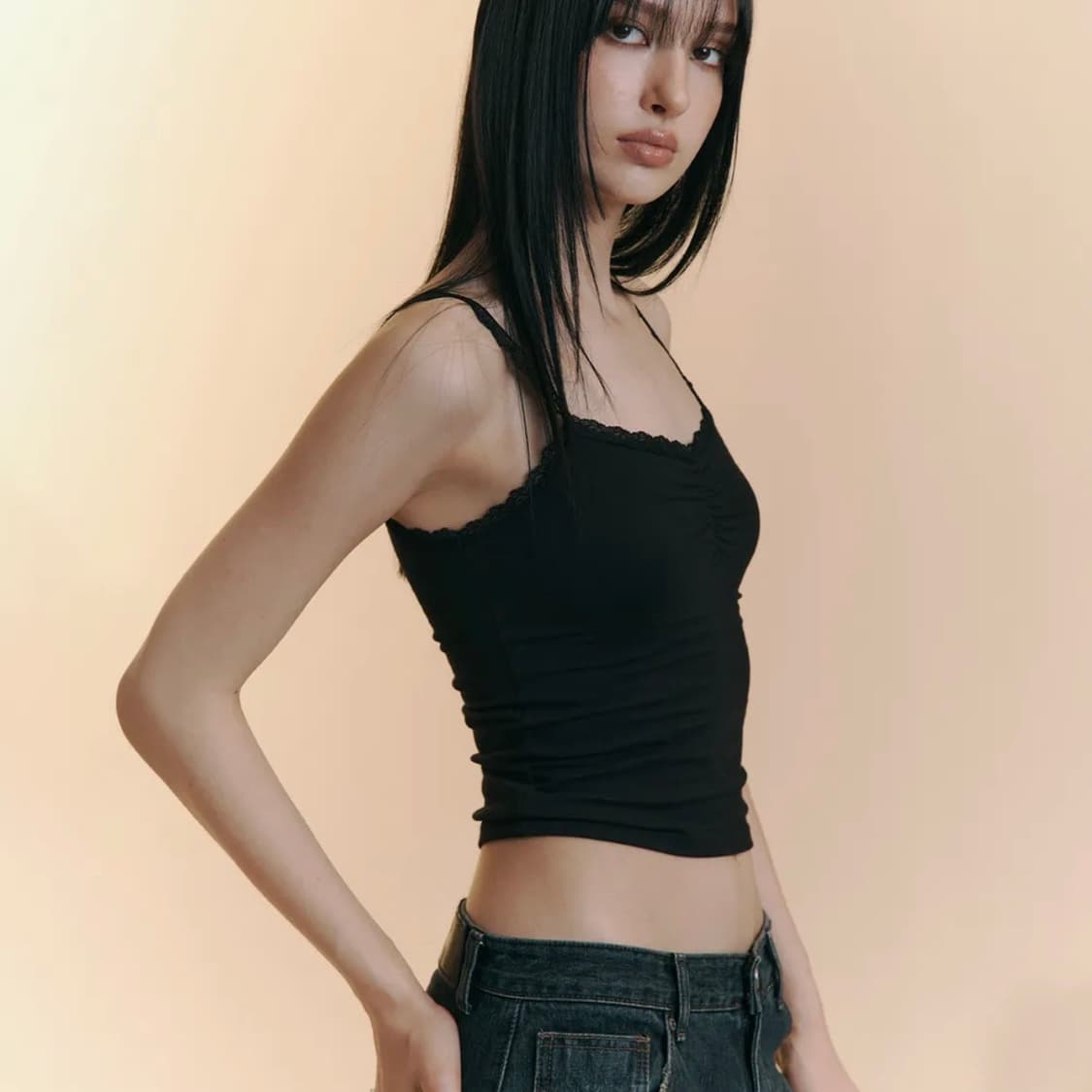 플리즈노팔로우 meli lace shirring sleeveless 상품이미지2