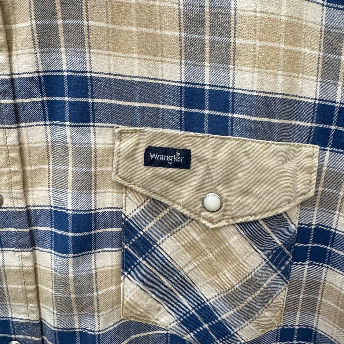 랭글러 플란넬 웨스턴 셔츠 빅 사이즈 체크 패턴 브라운 블루 상품이미지5