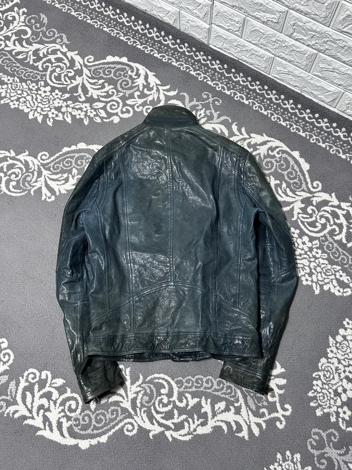 솔리드 옴므 사선 더블 짚 램스킨 자켓 상품이미지7