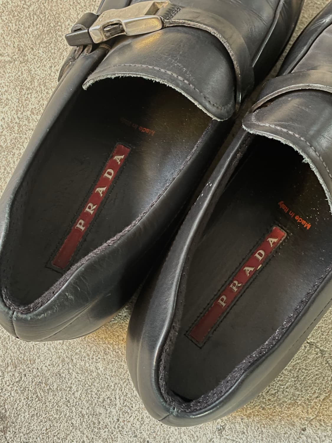 Rare!)00s Prada Nappa Buckle Loafers 상품이미지8
