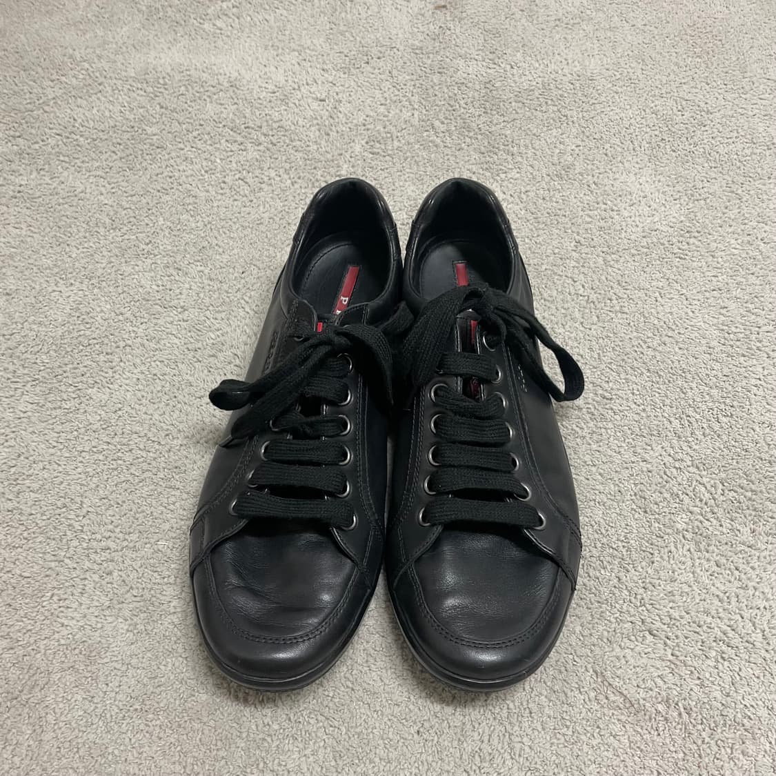 280) 프라다 스포츠 레더 로고 레더 트레이너 스니커즈 신발 상품이미지3