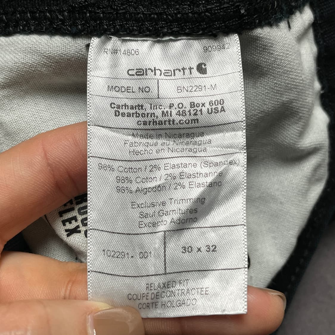 CARHARTT 칼하트 빈티지 블랙 릴렉스드핏 워크 팬츠 A00906 상품이미지10