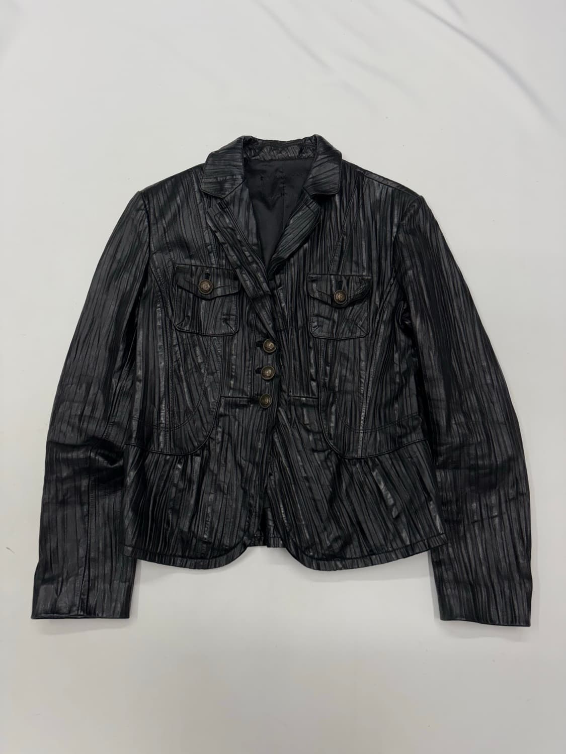빈티지 플리츠 가죽 블레이저 자켓 상품이미지1