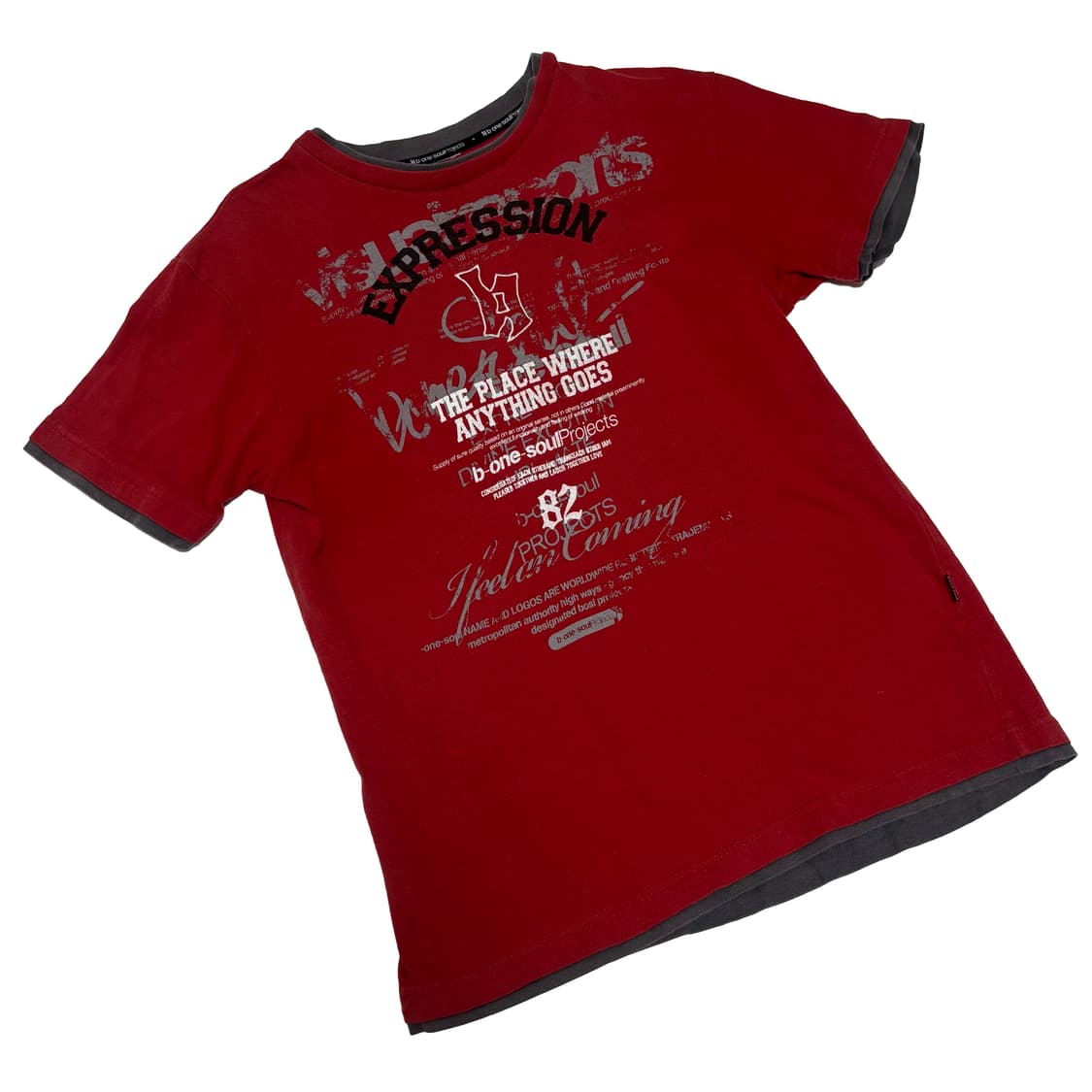 비원소울(B-ONE-SOUL) 레이어드 디테일 멀티 그래픽 티셔츠 상품이미지1