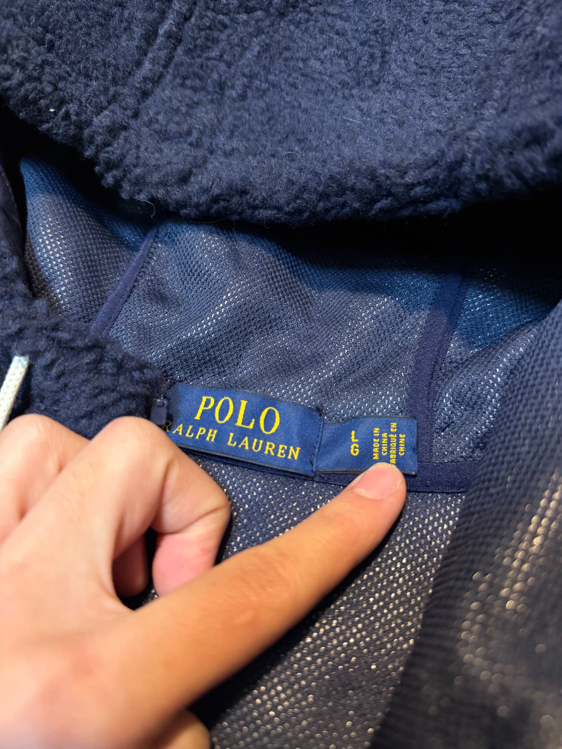 폴로 랄프로렌 양털 플리스 쉐르파 후드집업 네이비 상품이미지3