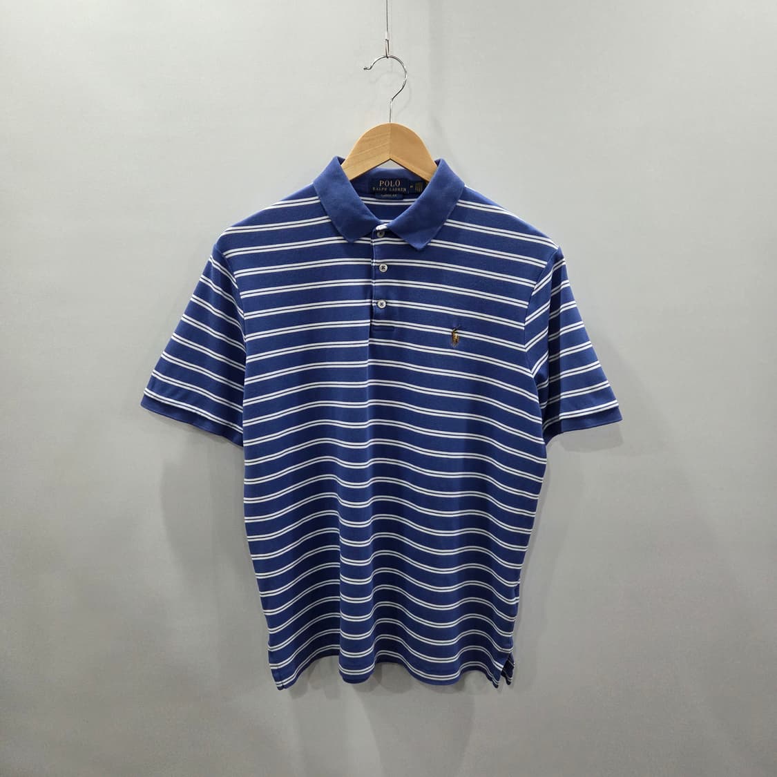 폴로랄프로렌 코튼 스트라이프 카라티 블루 M  상품이미지1