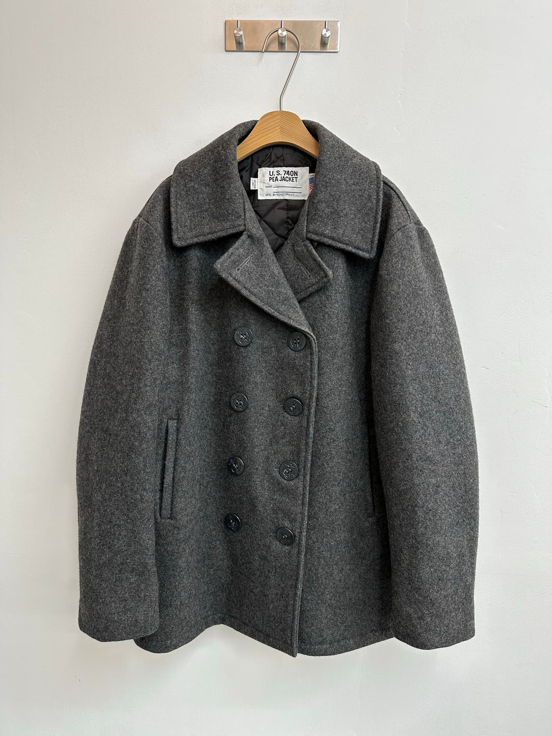 Schott US 740N 42 쇼트 더블 피코트 멜톤 울 그레이 상품이미지4