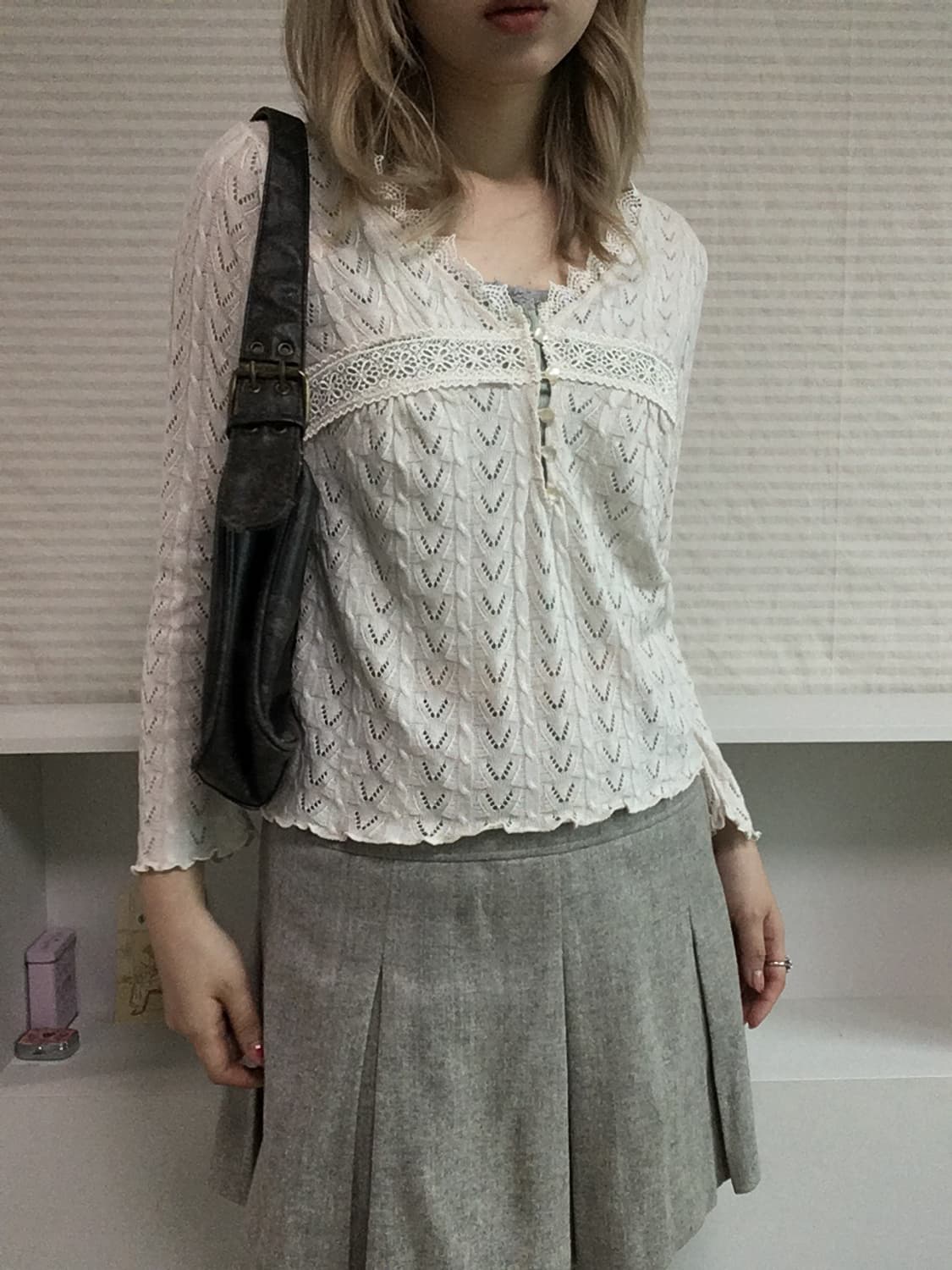 jpn vintage ivory crochet laced cardigan 상품이미지5