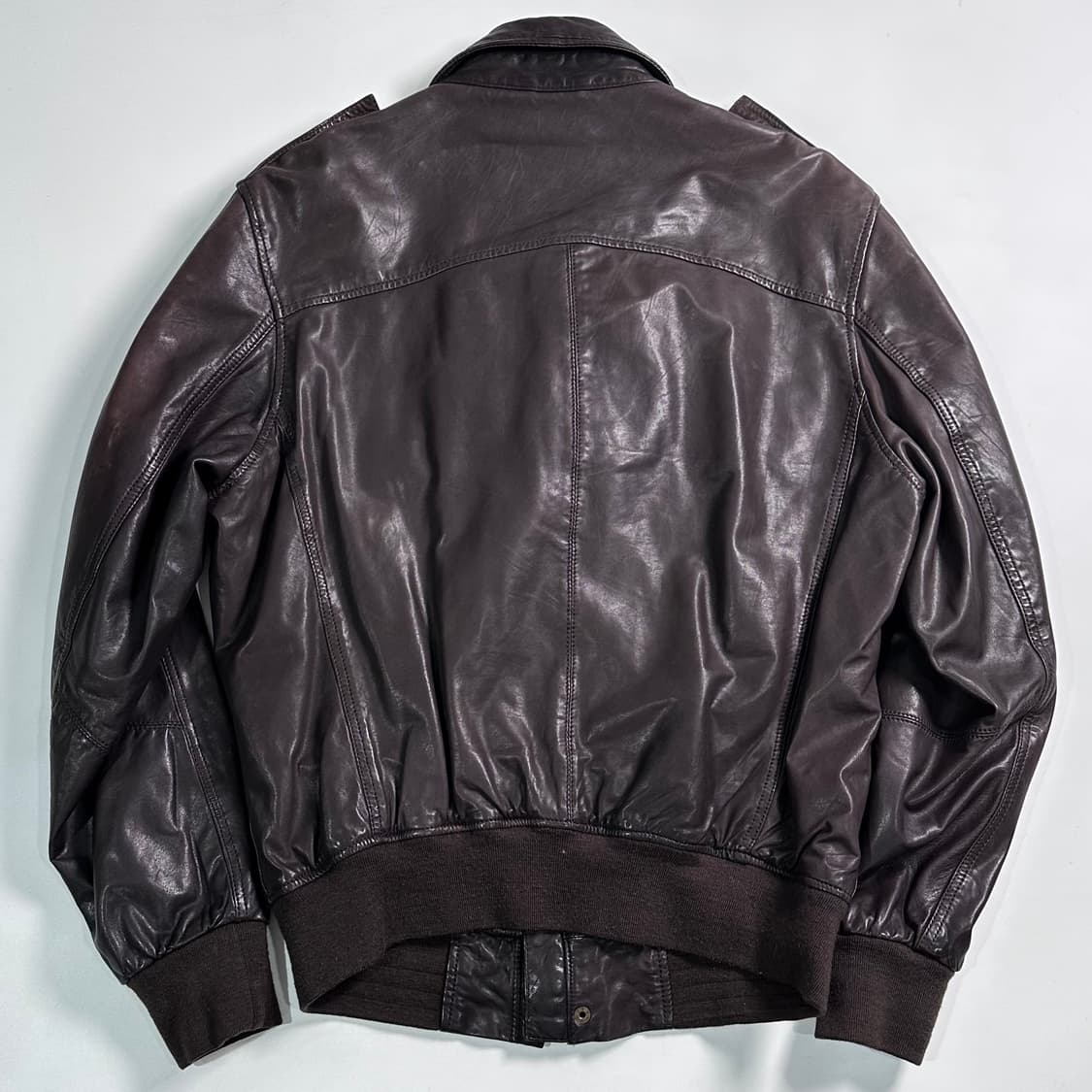 디젤 브라운 리얼레더 블루종 자켓 상품이미지6