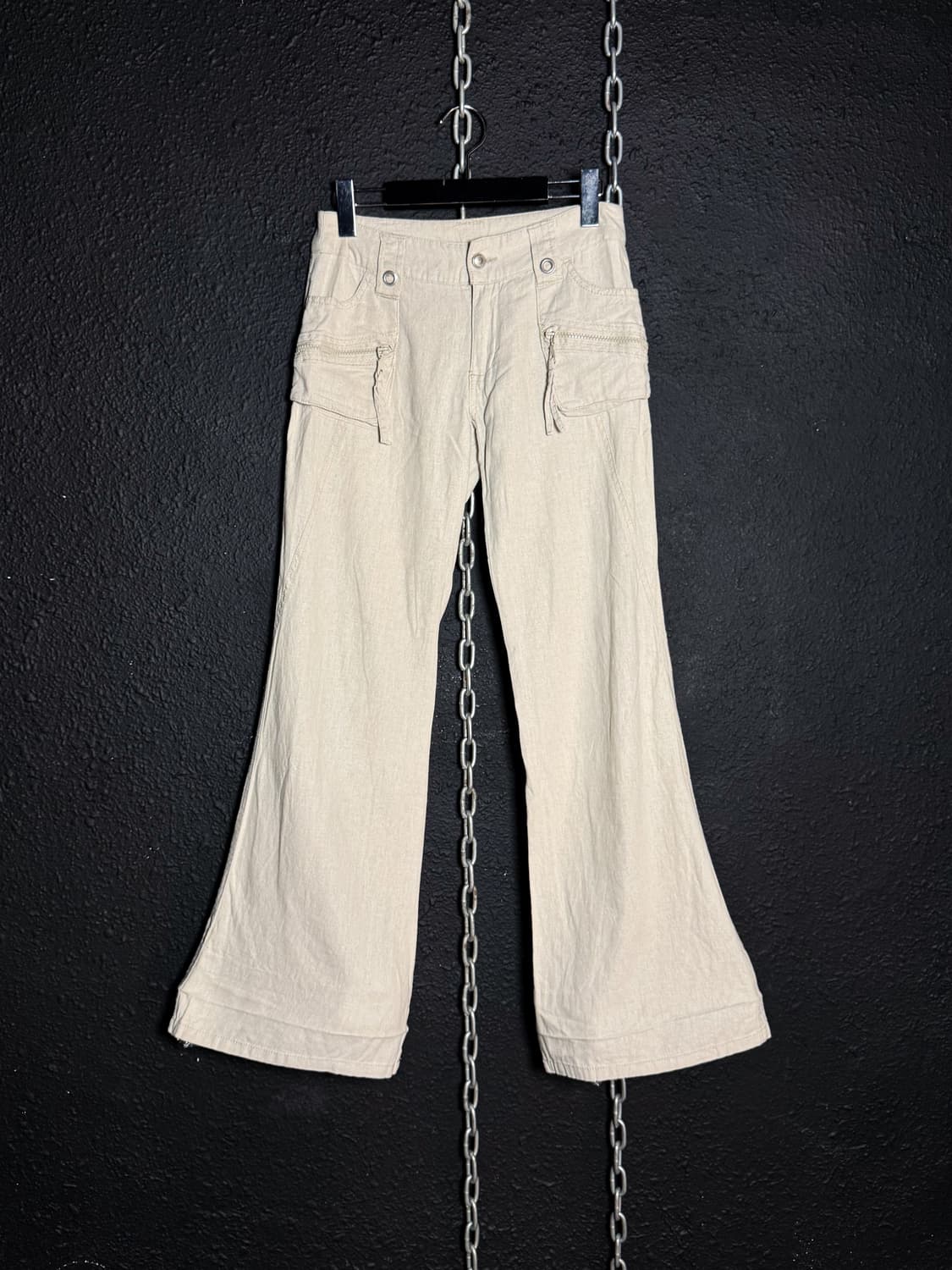 Beige linen flare pants 상품이미지1