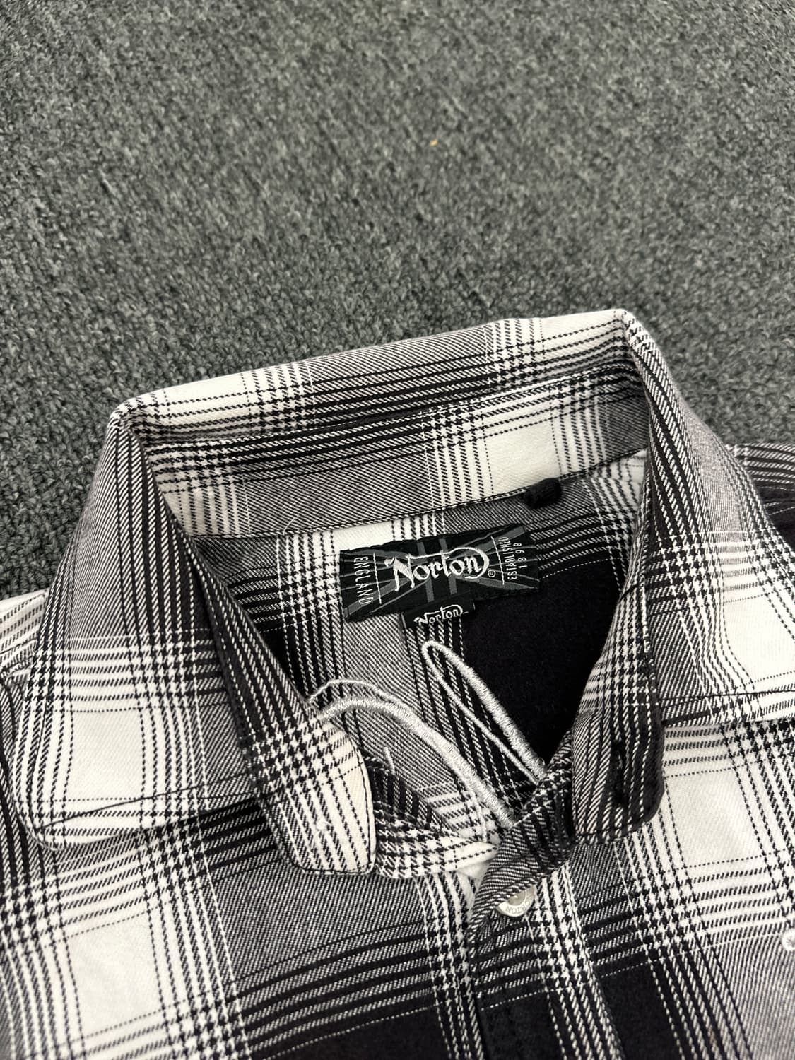 M) 노턴 모터사이클 UK 자수 셔츠 체크 패턴 상품이미지7