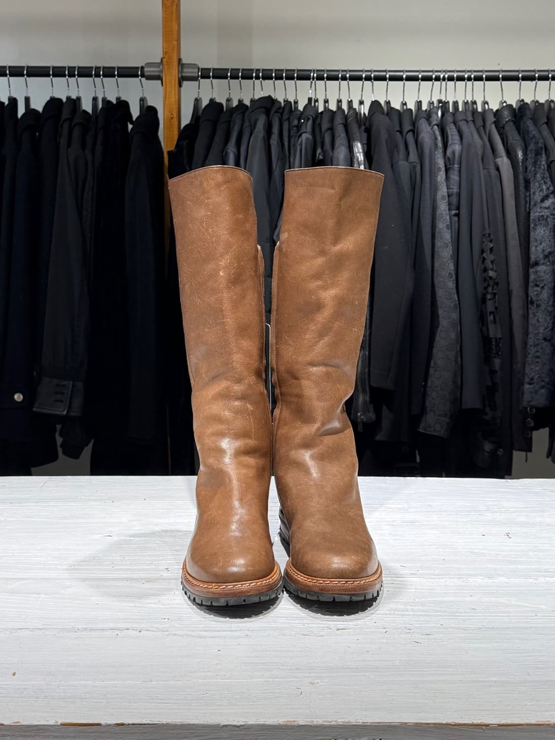 메종 마틴 마르지엘라 브라운 레더 롱 부츠 상품이미지2