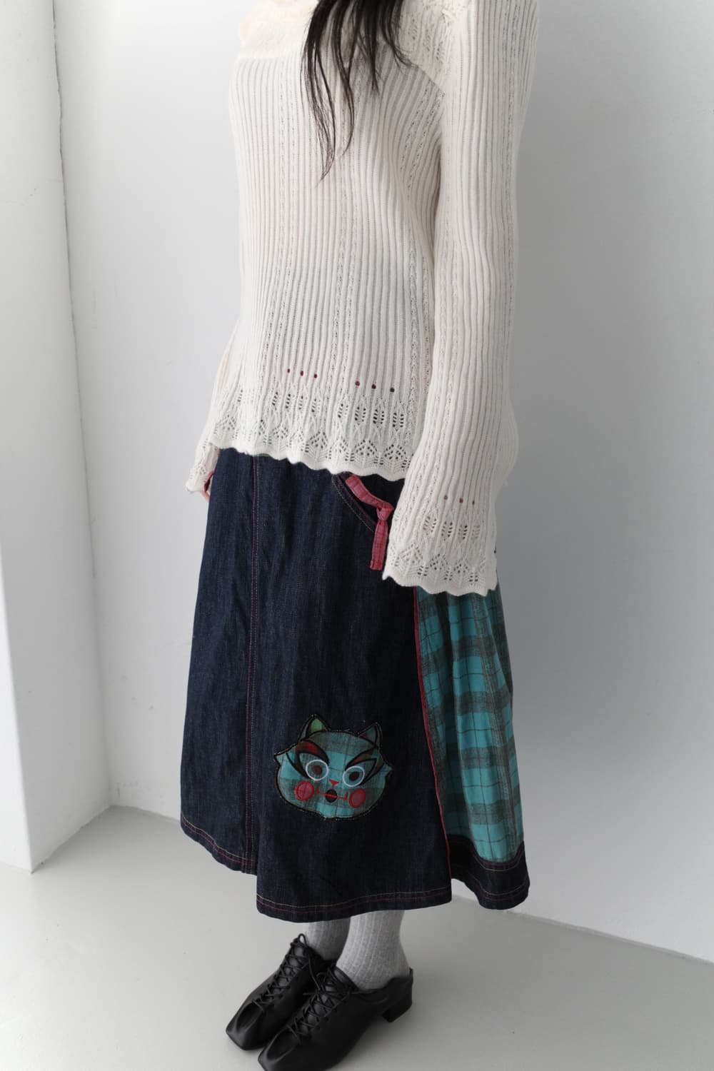 cat check denim skirt  상품이미지10
