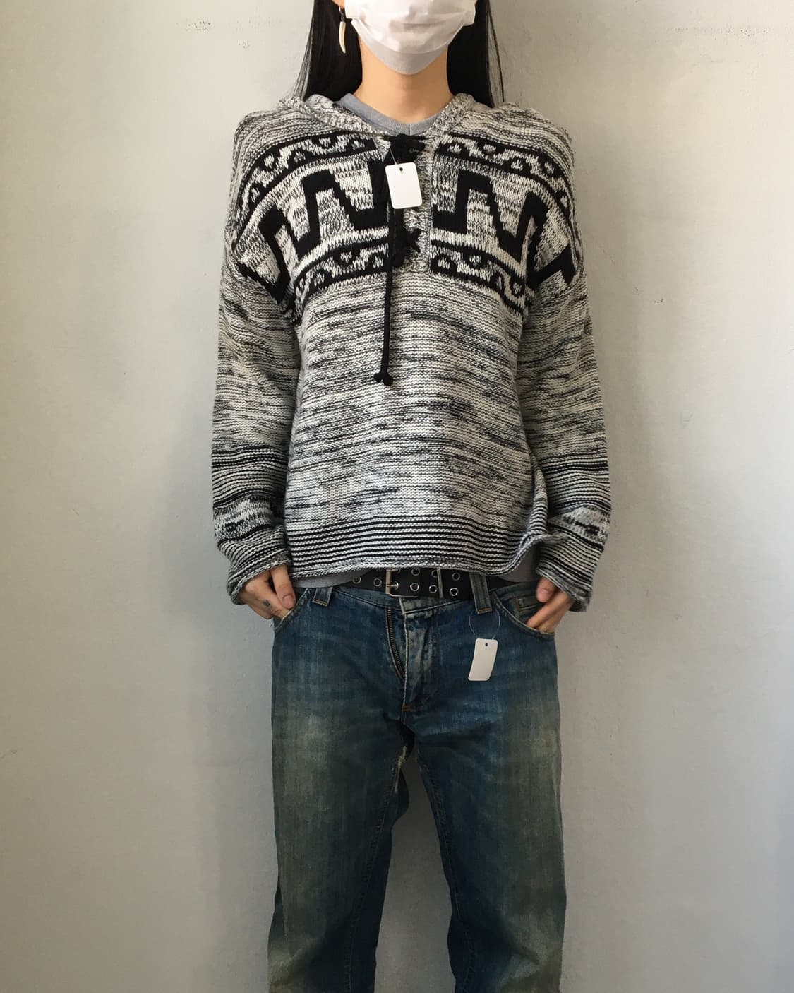 Ethnic mood hood knit 상품이미지1