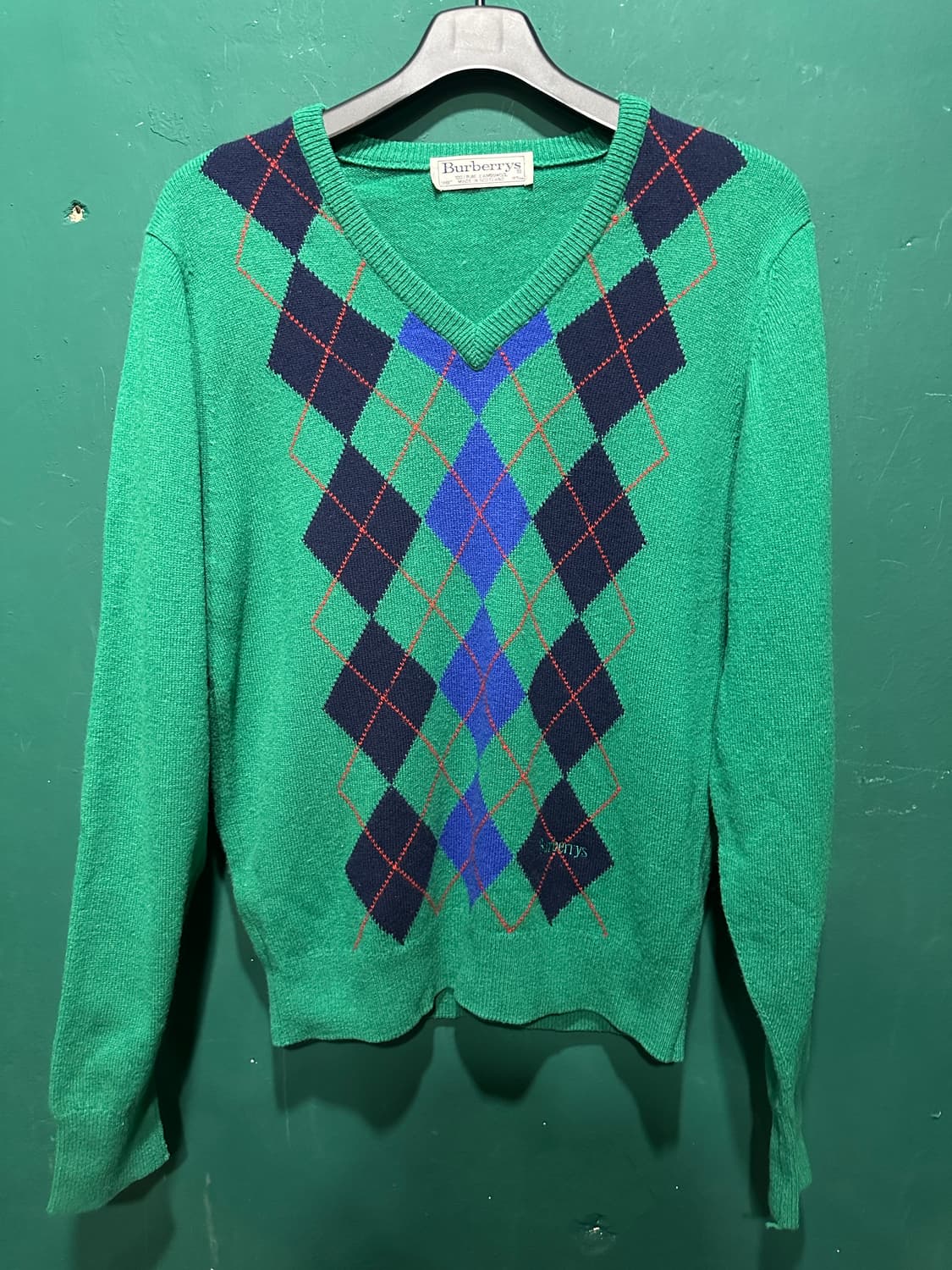 버버리 아가일니트 그린M 상품이미지1