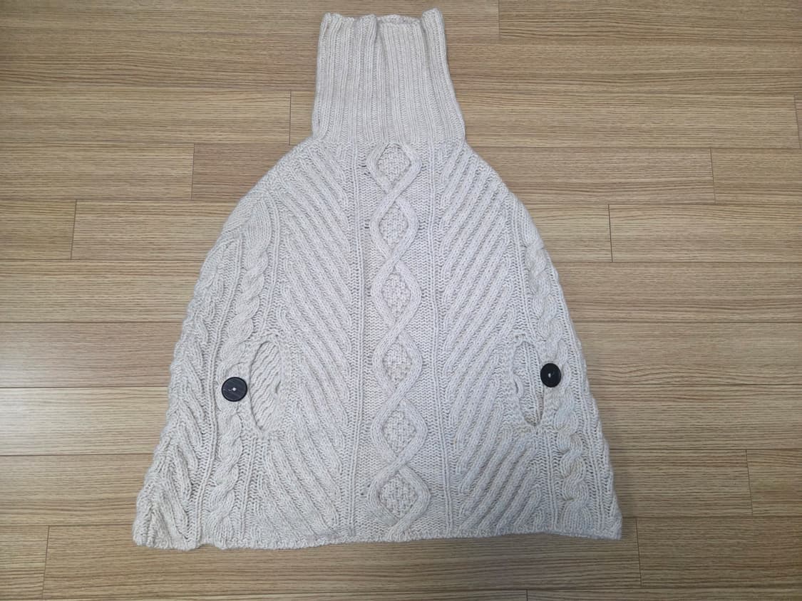 아르마니 진 터틀넥 케이블 니트 케이프 판초 상품이미지2