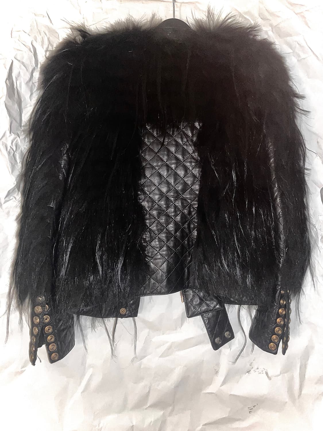 Balmain 12aw 라쿤퍼 크로스 렘스킨 레더자켓 상품이미지7