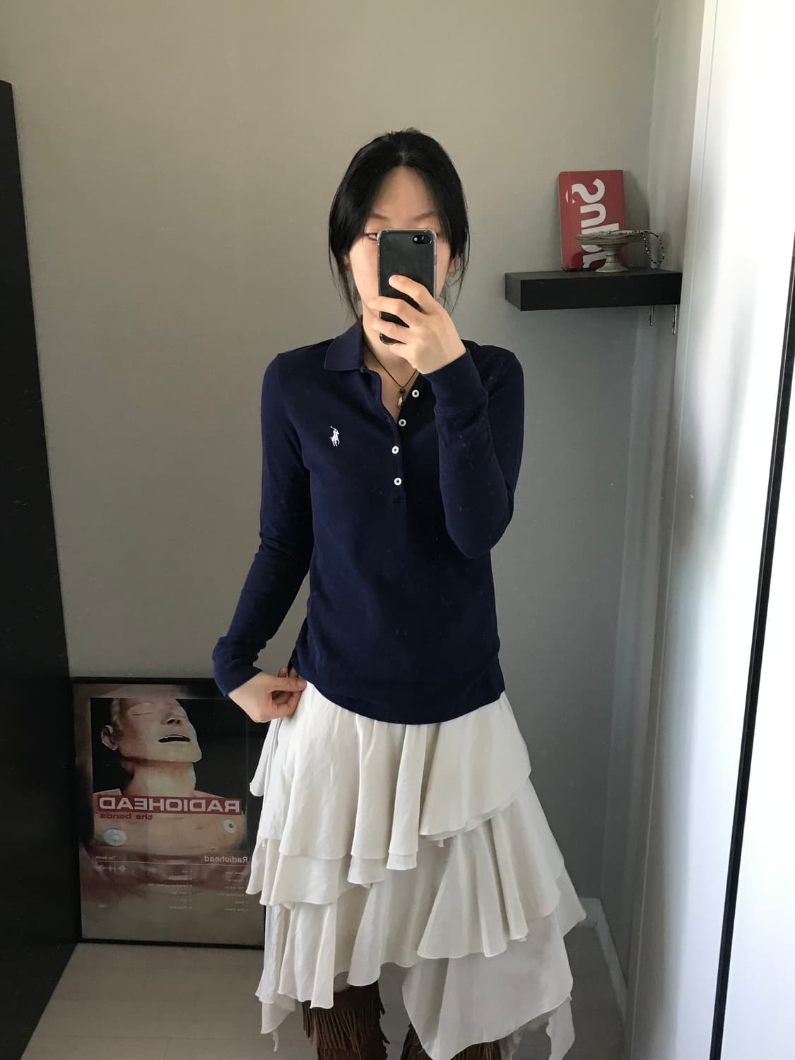 폴로 랄프로렌 포니로고 여성라인 네이비 긴팔 카라티 상품이미지2