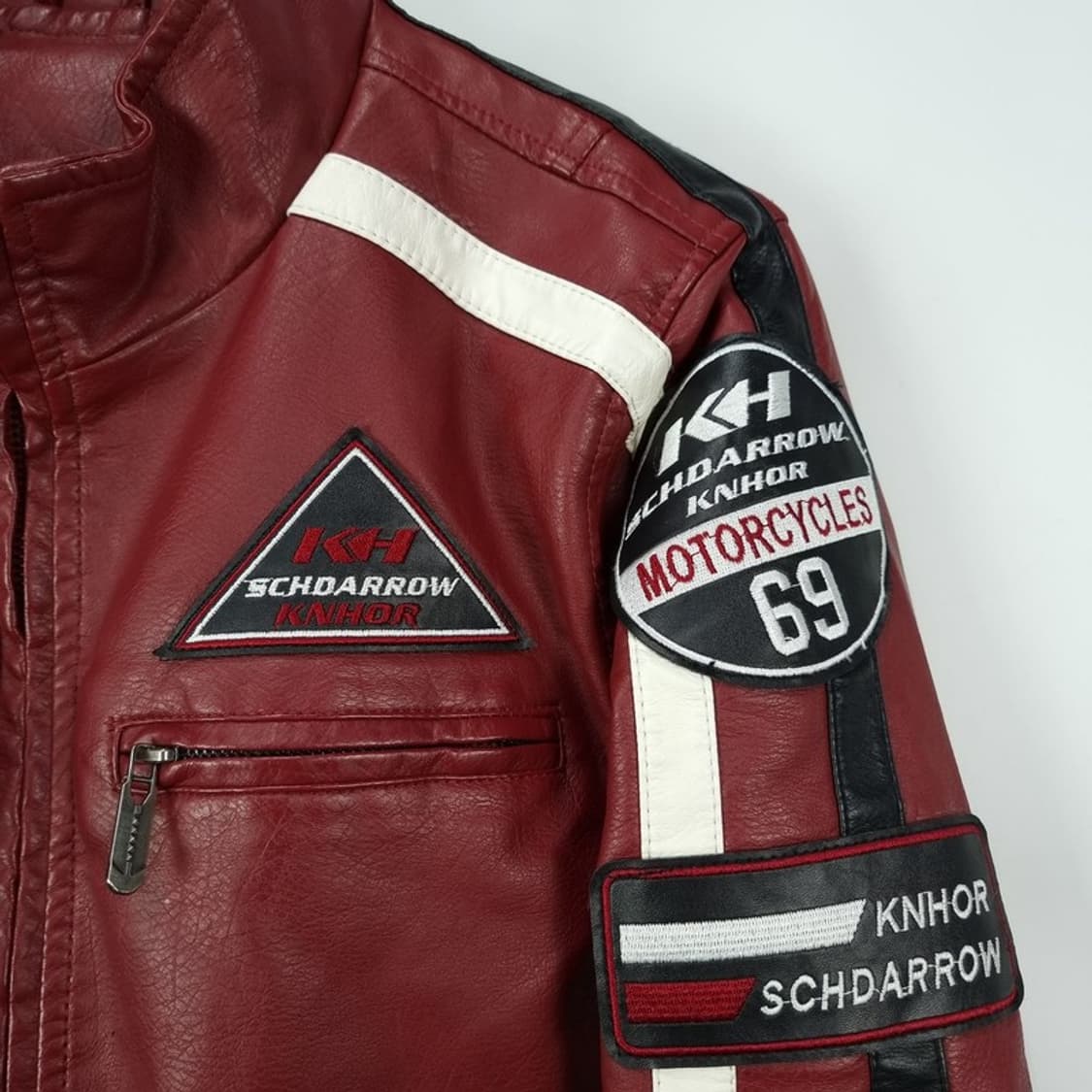 [빈티지] 비건레더 멀티패치 레이싱 바이커 라이더 가죽 자켓 M19542 상품이미지4