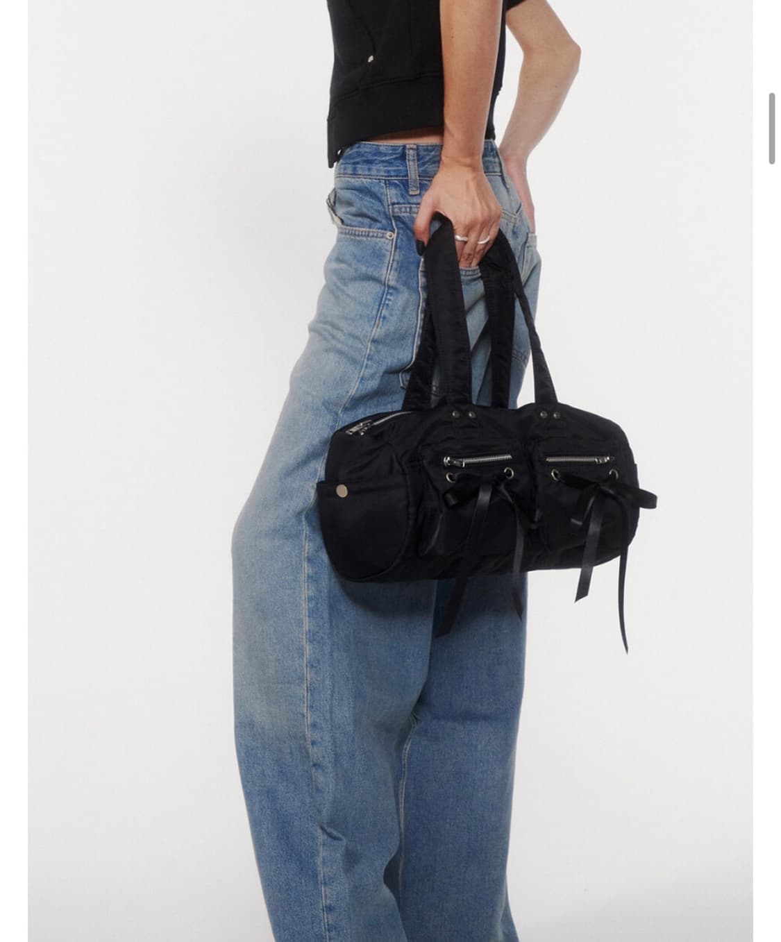 낫노잉 더블 리본 카고 더플백 블랙  상품이미지2
