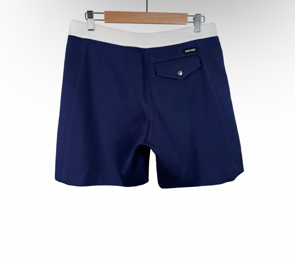 [42] 미우미우 남성 콘트라스트 드로우스트링 새틴 버뮤다 팬츠 반바지 상품이미지2