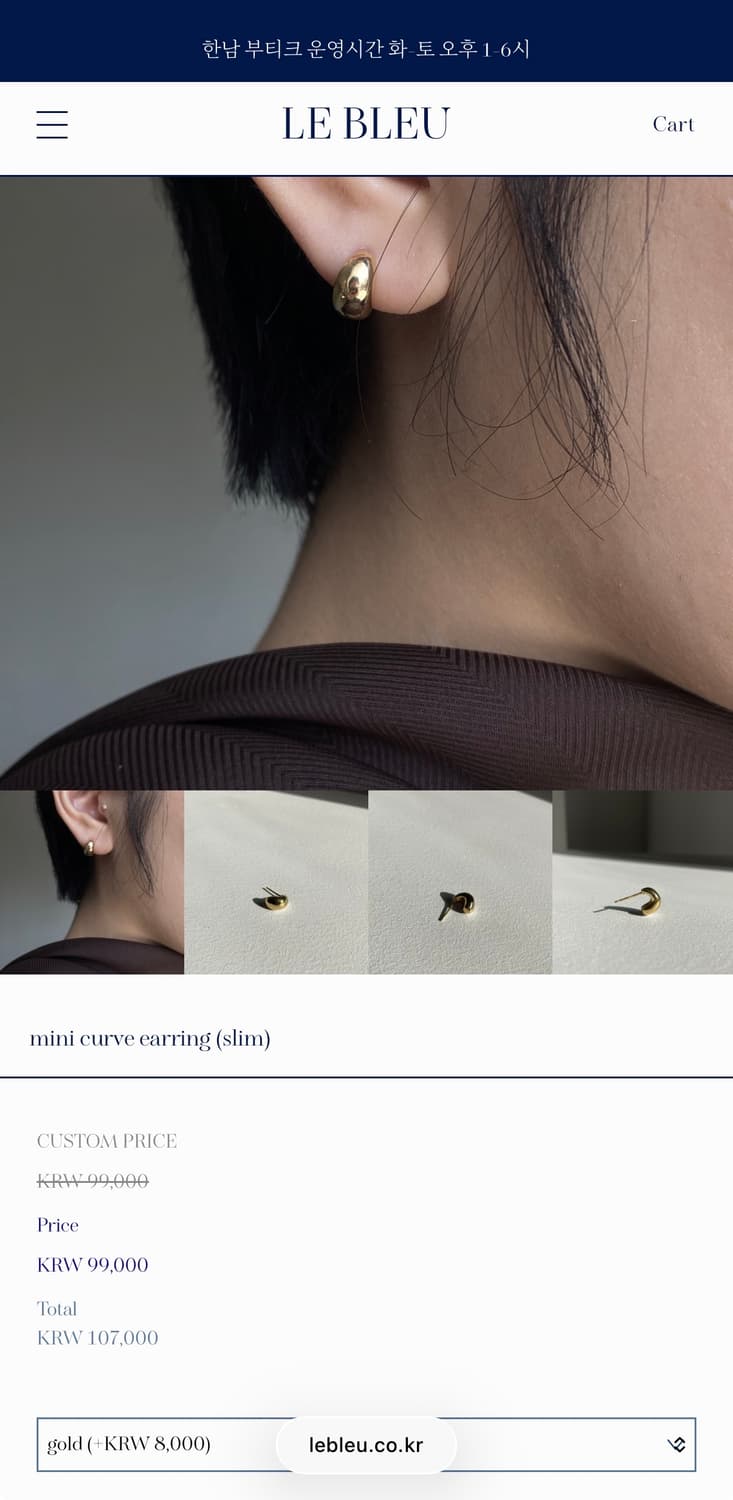 LEBLEU 르블루 mini curve earring (slim) 상품이미지1