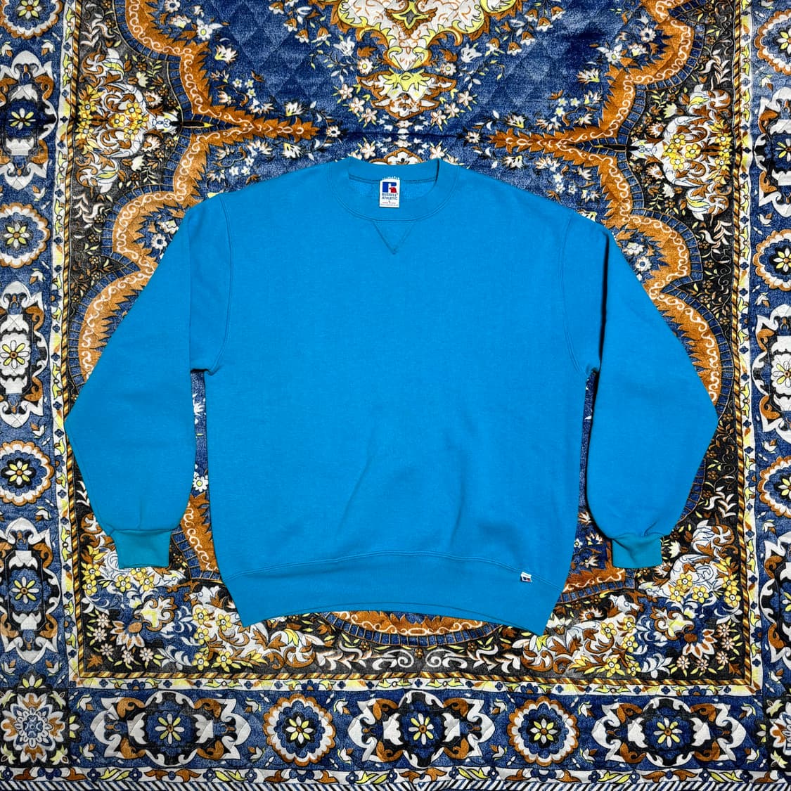 빈티지 90s USA 러셀 블랭크 에메랄드 스웻셔츠 상품이미지1