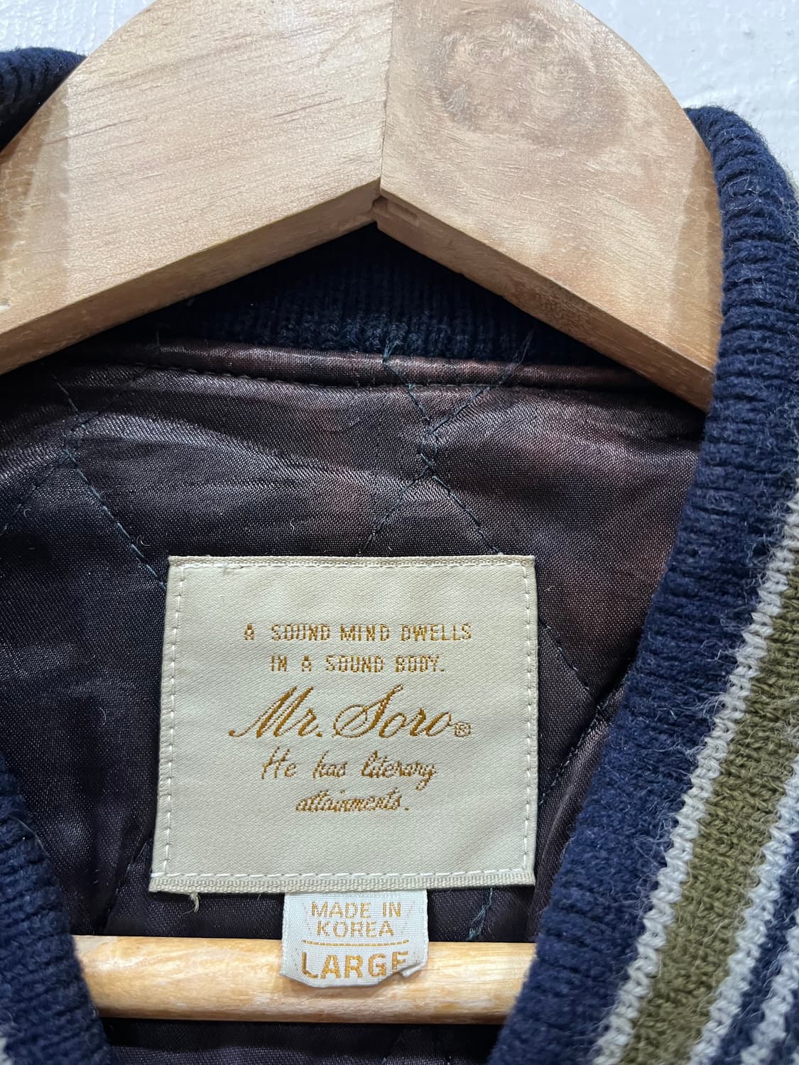 90s Mr.Soro 레더암 바시티 자켓 L 상품이미지10