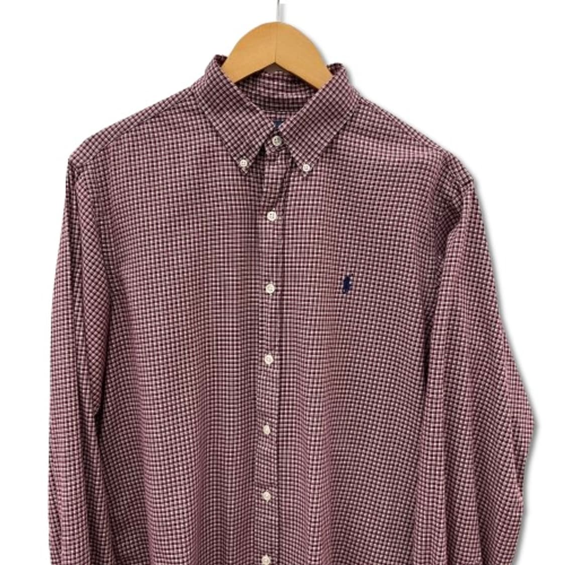 폴로 랄프로렌 버건디 마이크로 체크 버튼다운셔츠 상품이미지3