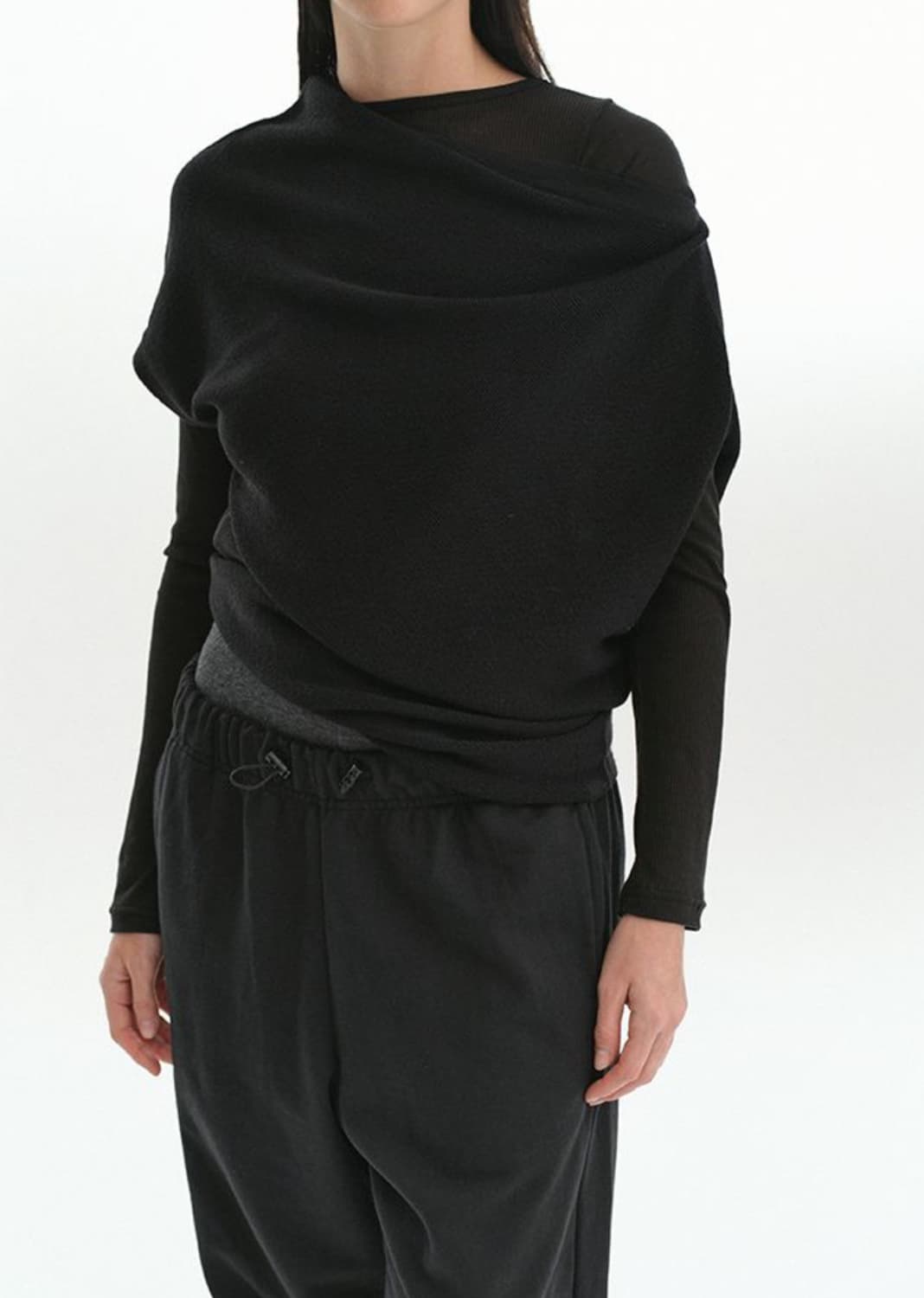 repos 언발 오프숄더 니트 블랙 상품이미지2