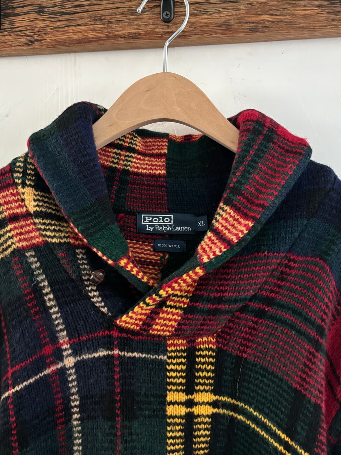 Polo 폴로 랄프로렌 타탄체크 울100 숄카라 후드 니트 상품이미지4